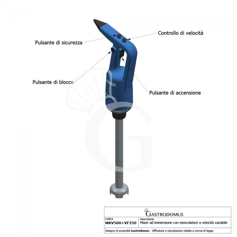 Mixer Ad Immersione Con Mescolatore Velocità Variabile 500 W - 2000/14000 Rpm 9 Mixer Ad Immersione Con Mescolatore Velocità Variabile 500 W - 2000/14000 Rpm - immagine 7