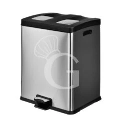 Pattumiera In Acciaio Inox Per Raccolta Differenziata 2 Scomparti Da 30 Lt