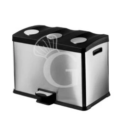 Pattumiera In Acciaio Inox Per Raccolta Differenziata 3 Scomparti Da 12 Lt