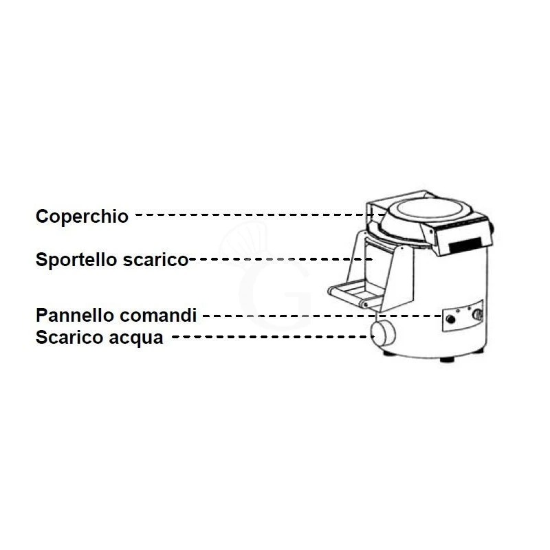 Pelapatate Da Banco, Trifase, Capacità 5 Kg, Produzione 60 Kg/h 6 Pelapatate Da Banco, Trifase, Capacità 5 Kg, Produzione 60 Kg/h - immagine 4