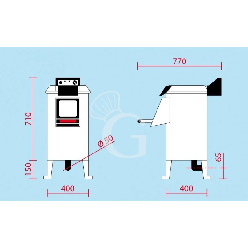 Pelapatate Da Pavimento Con Abrasivo Laterale, Trifase, Capacità 10 Kg, Produzione 120 Kg/h 5 Pelapatate Da Pavimento Con Abrasivo Laterale, Trifase, Capacità 10 Kg, Produzione 120 Kg/h - immagine 3