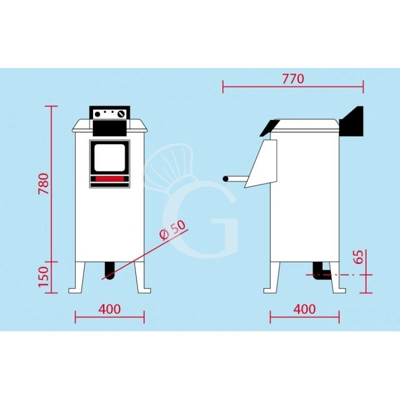 Pelapatate Da Pavimento, Trifase, Capacità 18 Kg, Produzione 220 Kg/h 4 Pelapatate Da Pavimento, Trifase, Capacità 18 Kg, Produzione 220 Kg/h - immagine 2
