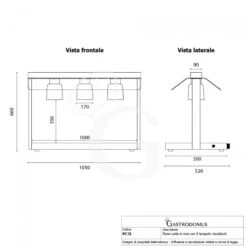 Piano Caldo In Inox Con 3 Lampade Riscaldanti - 1,35 KW -Vendite Gastrodomus piano caldo in inox con 3 lampade riscaldanti 135 kw 9