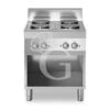 Cucina Professionale Elettrica 4 Piastre Su Armadio Aperto Profondità 700 Mm