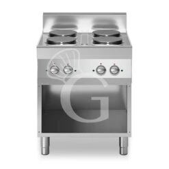 Cucina Professionale Elettrica 4 Piastre Su Armadio Aperto Profondità 700 Mm