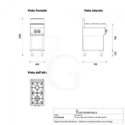 Cucina Professionale A Gas 2 Fuochi Armadio Aperto Profondità 700 Mm 7 Cucina Professionale A Gas 2 Fuochi Armadio Aperto Profondità 700 Mm -Vendite Gastrodomus piano di cottura gas 2 fuochi armadio aperto bacinella smaltata 2