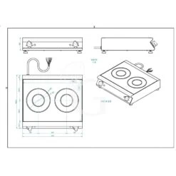Piano Di Cottura Professionale In Vetroceramica 2 Zone Cottura L 570 Mm X P 510 Mm X H 120 Mm -Vendite Gastrodomus piano di cottura professionale in vetroceramica 2 zone cottura l 570 mm x p 510 mm x h 120 mm 4