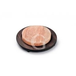 Piastra Di Sale Rosa Rotonda Con Base Legno, Ø 200 Mm