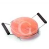 Piastra Di Sale Rosa Rotonda Con Telaio Cromato Manici Legno, Ø 200 Mm