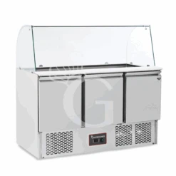 Saladette 3 Porte Per 4 Bacinelle GN1/1 Con Vetro Curvo 8 Saladette 3 Porte Per 4 Bacinelle GN1/1 Con Vetro Curvo -Vendite Gastrodomus saladette 3 porte con vetro curvo 1