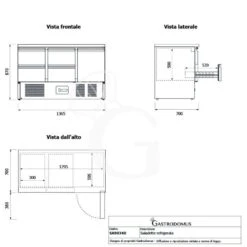 Saladette Refrigerata 1 Porta E 4 Cassetti, Temperatura +2°C/+8°C, Piano In Inox -Vendite Gastrodomus saladette refrigerata 1 porta e 4 cassetti temperatura 2c8c piano in inox 4