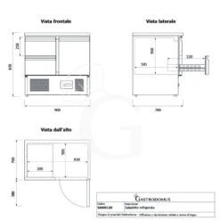Saladette Refrigerata 2 Cassetti, 1 Porta, Temperatura +2°C/+8°C, Piano In Inox -Vendite Gastrodomus saladette refrigerata 2 cassetti 1 porta temperatura 2c8c piano in inox 3