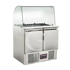 Saladette Refrigerata 2 Porte, Temperatura +2°C/+8°C, Vetro Curvo -Vendite Gastrodomus saladette refrigerata 2 porte temperatura 2c8c vetro curvo 1