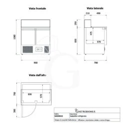 Saladette Refrigerata 2 Porte Temperatura +2°C/+8°C, Vetro, Piano In Granito -Vendite Gastrodomus saladette refrigerata 2 porte temperatura 2c8c vetro piano in granito 5
