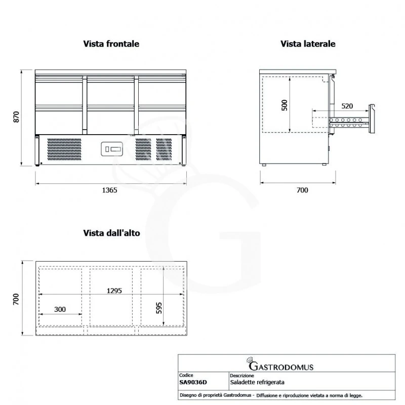 Saladette Refrigerata 6 Cassetti, Temperatura +2°C/+8°C, Piano In Inox 6 Saladette Refrigerata 6 Cassetti, Temperatura +2°C/+8°C, Piano In Inox - immagine 4