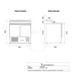 Saladette Refrigerata Con 2 Porte, Temperatura + 2°C/+ 8°C, Coperchio In Acciaio Inox -Vendite Gastrodomus saladette refrigerata con 2 porte temperatura 2c 8c coperchio in acciaio inox 6