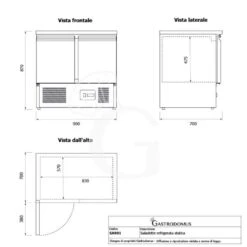 Saladette Refrigerata Statica Con 2 Porte, Temperatura +2°C/+8°C, Piano In Acciaio Inox -Vendite Gastrodomus saladette refrigerata statica con 2 porte temperatura 2c8c piano in acciaio inox 3