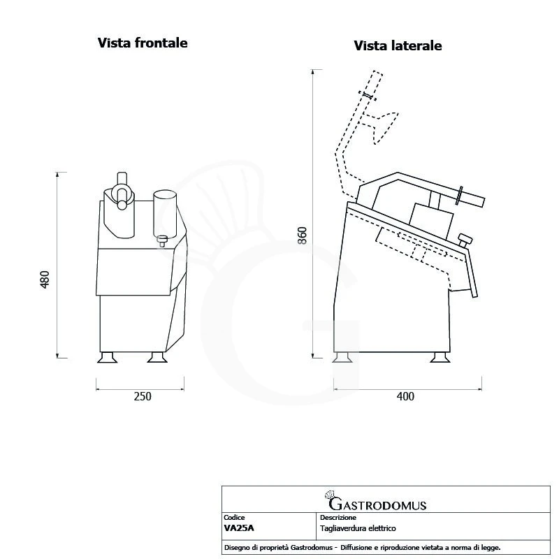 Tagliaverdura Elettrico Monofase Con Kit 5 Dischi - Potenza 550 W - Velocità 270 Rpm 8 Tagliaverdura Elettrico Monofase Con Kit 5 Dischi - Potenza 550 W - Velocità 270 Rpm - immagine 6