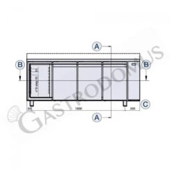 Tavolo Frigo 4 Porte Prof. 700 Mm 0°C/+10°C Motore Remoto -Vendite Gastrodomus tavolo frigo 4 porte prof 700 mm 0c10c motore remoto 2