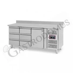 Tavolo Refrigerato 6 Cassetti 1 Porta 700 Mm -2°C/+8°C Alzatina 14 Tavolo Refrigerato 6 Cassetti 1 Porta 700 Mm -2°C/+8°C Alzatina -Vendite Gastrodomus tavolo frigo con 1 porta e 6 cassetti alzatina prof 700 e temperatura 2c8c 2