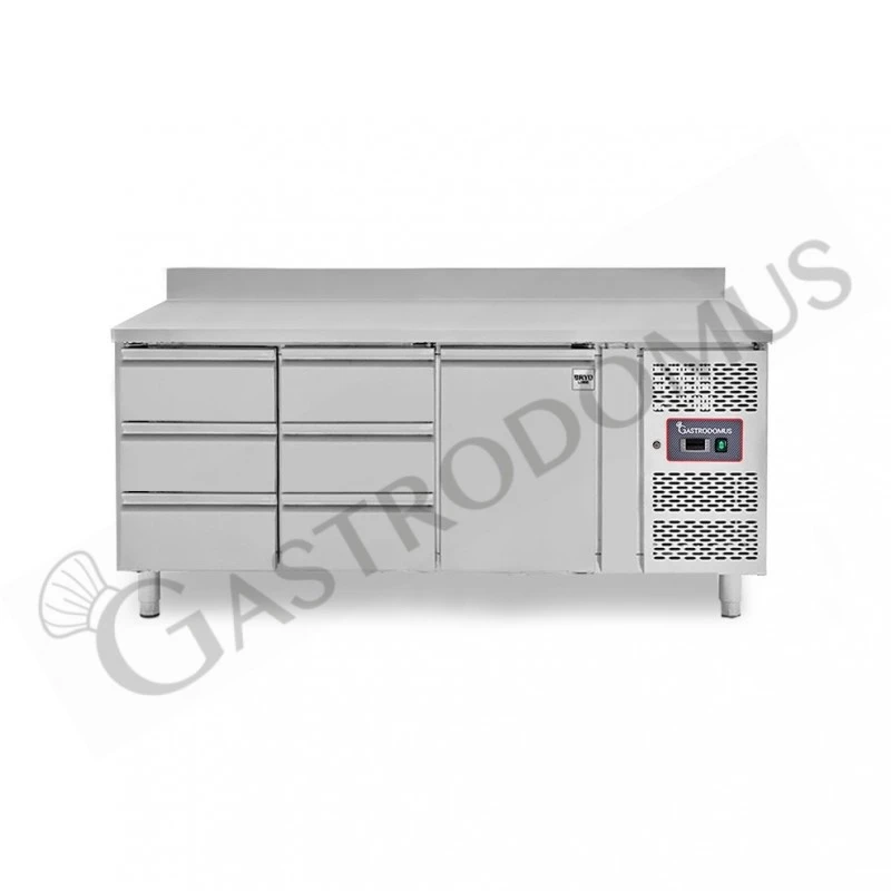 Tavolo Refrigerato 6 Cassetti 1 Porta 700 Mm -2°C/+8°C Alzatina 3 Tavolo Refrigerato 6 Cassetti 1 Porta 700 Mm -2°C/+8°C Alzatina