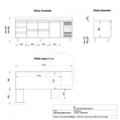 Tavolo Refrigerato 7 Cassetti 1 Porta 700 Mm -2°C/+8°C Alzatina Per Gastronomia -Vendite Gastrodomus tavolo frigo con 1 porta e 7 cassetti alzatina prof700 e temperatura 2c8c 9