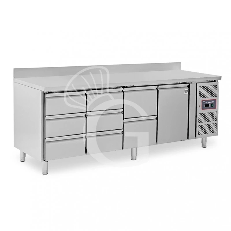 Tavolo Refrigerato 8 Cassetti 1 Porta 700 Mm -2°C/+8°C Alzatina Per Gastronomia 5 Tavolo Refrigerato 8 Cassetti 1 Porta 700 Mm -2°C/+8°C Alzatina Per Gastronomia - immagine 3