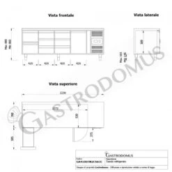 Tavolo Refrigerato 8 Cassetti 1 Porta 700 Mm -2°C/+8°C -Vendite Gastrodomus tavolo frigo con 1 porta e 8 cassetti prof 700 e temperatura 2c8c 11