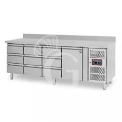 Tavolo Refrigerato 9 Cassetti 1 Porta 700 Mm -2°C/+8°C Alzatina -Vendite Gastrodomus tavolo frigo con 1 porta e 9 cassetti alzatina prof700 e temperatura 2c8c 1