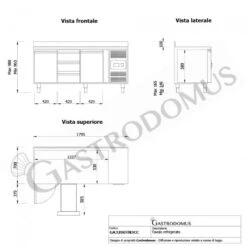 Tavolo Refrigerato 3 Cassetti 2 Porte 700 Mm -2°C/+8°C Alzatina 18 Tavolo Refrigerato 3 Cassetti 2 Porte 700 Mm -2°C/+8°C Alzatina -Vendite Gastrodomus tavolo frigo con 2 porte e 3 cassetti alzatina prof 700 e temperatura 2c8c 6