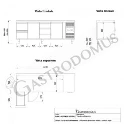 Tavolo Refrigerato 5 Cassetti 2 Porte 700 Mm -2°C/+8°C -Vendite Gastrodomus tavolo frigo con 2 porte e 5 cassetti prof 700 e temperatura 2c8c 10