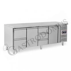 Tavolo Refrigerato 5 Cassetti 2 Porte 700 Mm -2°C/+8°C -Vendite Gastrodomus tavolo frigo con 2 porte e 5 cassetti prof 700 e temperatura 2c8c 3