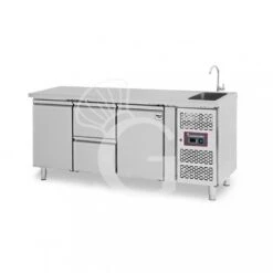 Tavolo Refrigerato 2 Cassetti 2 Porte Con Lavello, Prof. 700 Mm, Temp. +2°C/+8°C, Completo Di Rubinetto