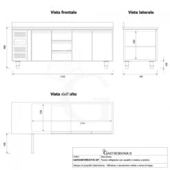 Tavolo Refrigerato 3 Cassetti 3 Porte 700 Mm -2°C/+8°C Alzatina, Motore A Sinistra -Vendite Gastrodomus tavolo refrigerato 3 cassetti 3 porte 700 mm 2c8c alzatina motore a sinistra 8