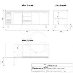 Tavolo Refrigerato 3 Cassetti 3 Porte 700 Mm -2°C/+8°C, Motore A Sinistra 18 Tavolo Refrigerato 3 Cassetti 3 Porte 700 Mm -2°C/+8°C, Motore A Sinistra -Vendite Gastrodomus tavolo refrigerato 3 cassetti 3 porte 700 mm 2c8c motore a sinistra 7