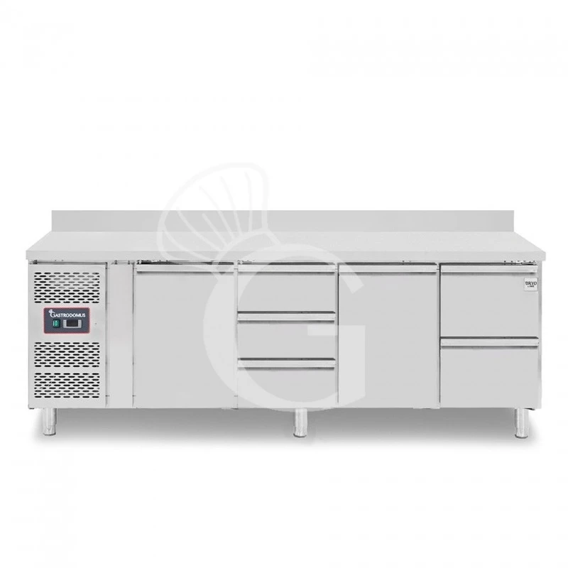 Tavolo Refrigerato 5 Cassetti 2 Porte 700 Mm -2°C/+8°C Alzatina, Motore A Sinistra 4 Tavolo Refrigerato 5 Cassetti 2 Porte 700 Mm -2°C/+8°C Alzatina, Motore A Sinistra - immagine 2
