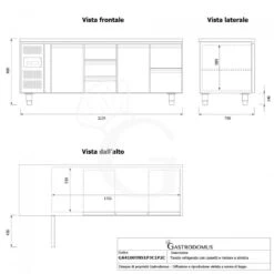 Tavolo Refrigerato 5 Cassetti 2 Porte 700 Mm -2°C/+8°C, Motore A Sinistra -Vendite Gastrodomus tavolo refrigerato 5 cassetti 2 porte 700 mm 2c8c motore a sinistra 6