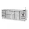 Tavolo Refrigerato 7 Cassetti 1 Porta Con Lavello, Prof. 700 Mm, Temp. +2°C/+8°C, Completo Di Rubinetto -Vendite Gastrodomus tavolo refrigerato 7 cassetti 1 porta con lavello prof 700 mm temp 2c8c completo di rubinetto