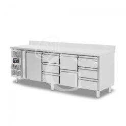 Tavolo Refrigerato 8 Cassetti 1 Porta 700 Mm -2°C/+8°C Alzatina, Motore A Sinistra