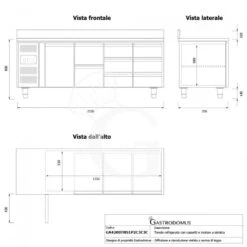 Tavolo Refrigerato 8 Cassetti 1 Porta 700 Mm -2°C/+8°C Alzatina, Motore Sinistra -Vendite Gastrodomus tavolo refrigerato 8 cassetti 1 porta 700 mm 2c8c alzatina motore sinistra 6