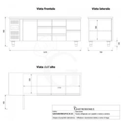 Tavolo Refrigerato 8 Cassetti 1 Porta 700 Mm -2°C/+8°C, Motore A Sinistra -Vendite Gastrodomus tavolo refrigerato 8 cassetti 1 porta 700 mm 2c8c motore a sinistra 6