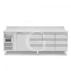 Tavolo Refrigerato 9 Cassetti 1 Porta 700 Mm -2°C/+8°C Alzatina, Motore A Sinistra