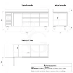 Tavolo Refrigerato 9 Cassetti 1 Porta 700 Mm -2°C/+8°C Alzatina, Motore A Sinistra -Vendite Gastrodomus tavolo refrigerato 9 cassetti 1 porta 700 mm 2c8c alzatina motore a sinistra 5