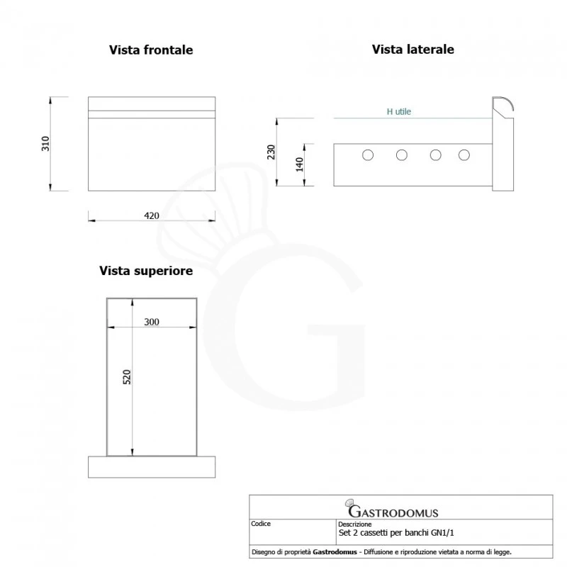 Tavolo Refrigerato 2 Cassetti 1 Porta 700 Mm -2°C/+8°C Alzatina Motore A Sinistra 10 Tavolo Refrigerato 2 Cassetti 1 Porta 700 Mm -2°C/+8°C Alzatina Motore A Sinistra - immagine 8