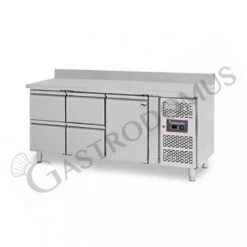 Tavolo Refrigerato 4 Cassetti 1 Porta 700 Mm -2°C/+8°C Alzatina Per Gastronomia -Vendite Gastrodomus tavolo refrigerato con 1 porta e 4 cassetti alzatina prof 700 e temperatura 2c8c 2