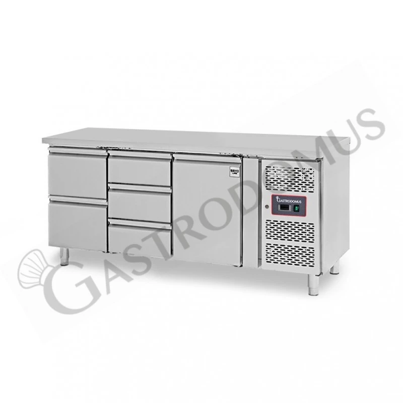 Tavolo Refrigerato 5 Cassetti 1 Porta 700 Mm -2°C/+8°C Per Gastronomia 5 Tavolo Refrigerato 5 Cassetti 1 Porta 700 Mm -2°C/+8°C Per Gastronomia - immagine 3