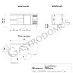 Tavolo Refrigerato 5 Cassetti 1 Porta 700 Mm -2°C/+8°C Per Gastronomia 20 Tavolo Refrigerato 5 Cassetti 1 Porta 700 Mm -2°C/+8°C Per Gastronomia -Vendite Gastrodomus tavolo refrigerato con 1 porta e 5 cassetti prof 700 e temperatura 2c8c 8