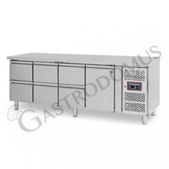 Tavolo Refrigerato 6 Cassetti 1 Porta 700 Mm -2°C/+8°C Per Gastronomia -Vendite Gastrodomus tavolo refrigerato con 1 porta e 6 cassetti prof 700 e temperatura 2c8c 1