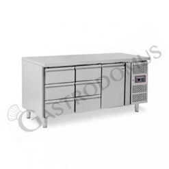 Tavolo Refrigerato 6 Cassetti 1 Porta 700 Mm -2°C/+8°C -Vendite Gastrodomus tavolo refrigerato con 1 porta e 6 cassetti prof 700 e temperatura 2c8c 12