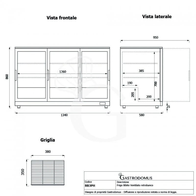 Vetrina Frigo Ventilata Da Banco O Retrobanco Orizzontale, 3 Porte Battenti 295 LT - Temperatura 0°C/+10°C 13 Vetrina Frigo Ventilata Da Banco O Retrobanco Orizzontale, 3 Porte Battenti 295 LT - Temperatura 0°C/+10°C - immagine 11